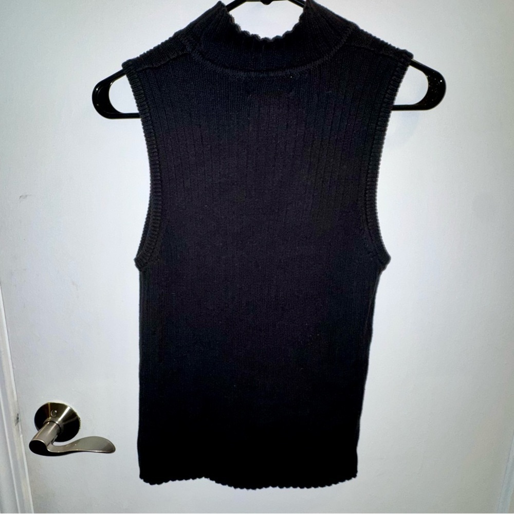 Vintage Chadwicks Black Sleeveless Turtleneck Sweater - Picture 6 of 8